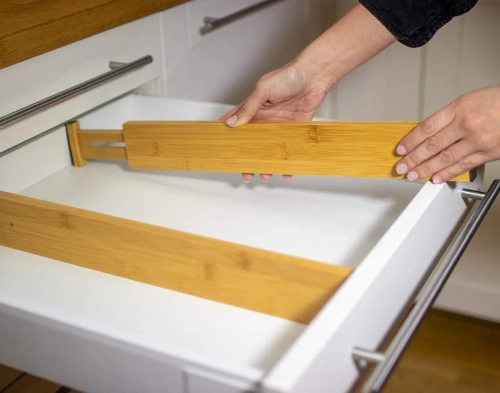 Organizador de cajones para muebles | Divisores de cajones de bambú | Compartimentos expandibles | KBT-D456