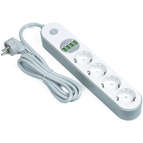 LH-4423 | Napájecí lišta 4 zásuvky + 4 USB | 1,8M prodlužovací kabel