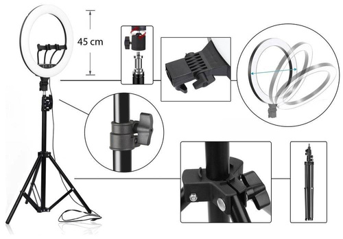 DREAMS 260T 4in1 | Ring lamp 260 mm | Adjustable tripod 210 cm | Travel charger CA-004 | IOS / Android Bluetooth remote control