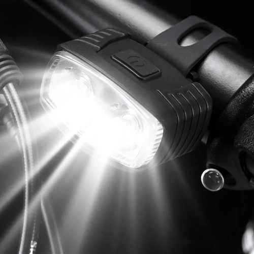 Conjunto de luzes LED USB para bicicleta – Frontal branca + Traseira vermelha | Luzes potentes para bicicleta | com bateria | BK-L8005