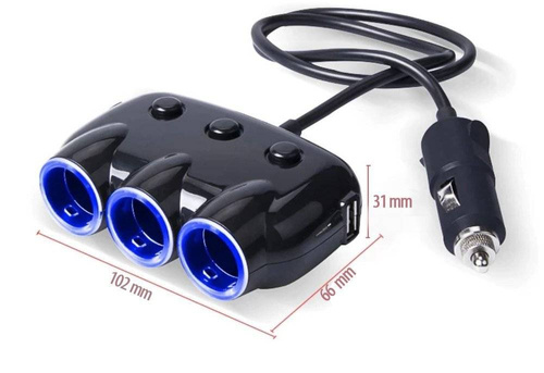 C09 | Rozbočovač do zásuvky cigaretového zapaľovača s vyhradenými spínačmi | 2 porty USB 3.1A