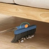 Schoonmaakset met bezem en stoffer en blik op lange steel | Bezem met draaibare kop en opvouwbare stoffer en blik | FBS-2in1-Blauw