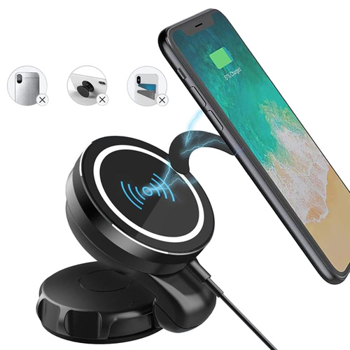 WH-69 | Magnetic car holder with inductive charger | Qi, MagSafe, 15W