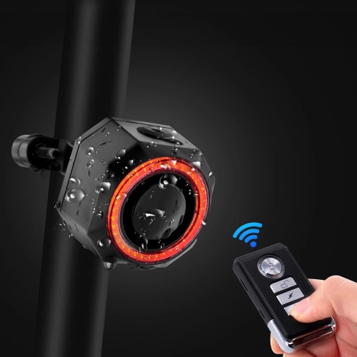 Luce posteriore intelligente per bicicletta con allarme | Allarme per bicicletta a LED 4 in 1 | Luce freno con clacson 110db | BBL-A6