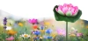 FLD-39-ROSE | Lampe solaire de jardin à LED Nénuphar, Lotus | 70 cm, 600 mAh
