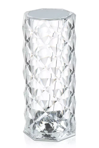 RPL-C03-W | Lampe de table LED en cristal | motif rose | 3 couleurs de lumière, écran tactile, câble USB-C, batterie 2000mah