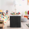 ZYL-100L-ZWART | Zwarte wasmand | Bamboe speelgoedcontainer | Houten kledingmand | Wasmand met twee vakken voor de badkamer