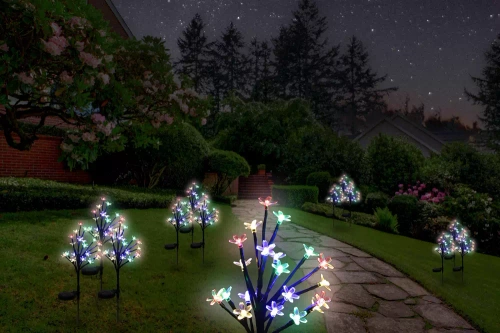 FLD-07-C | Lampă solară de grădină LED Arborele cu flori | 70 cm, 600 mAh