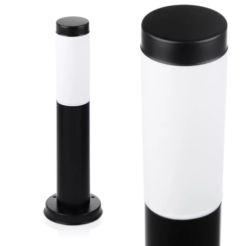 Gartenleuchte, Standmodell, runder Pfosten für E27-Leuchtmittel | 45 cm, 230 V, Edelstahl | schwarz matt | LLR-45CM