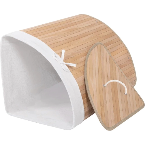 AYL-60L-LIBR | Natuurlijke wasmand | Bamboe speelgoedcontainer | Houten wasmand |. Wasmand met één vak voor de badkamer | Hoek mand