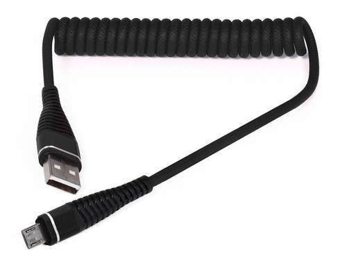 AM32 | Micro USB 1M | Spiral USB-kabel til opladning af din telefon | Quick Charge 3.0 2.4A