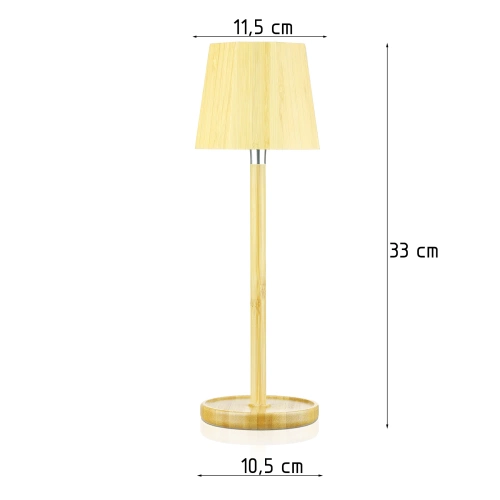 Bambusová LED stolní lampa s dotykovým ovládáním barvy | Bezdrátové noční světlo s vestavěnou baterií 1500 mAh, USB-C | YG-VM41D