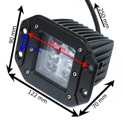 WL1018W-B | WL-NIEUW-18W | Rechthoekige werklamp voor montage in gat | Lichtbalk