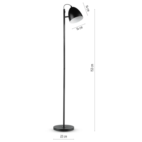 DYT-L145-BLACK | Metal floor lamp | Modern, stylish lighting for the living room and bedroom | Black floor lamp with a metal frame