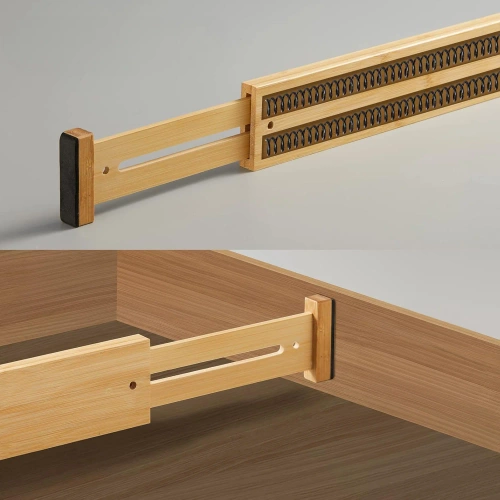 Organisateur de tiroirs de meubles | Séparateurs de tiroirs en bambou | Compartiments extensibles | KBT-D456