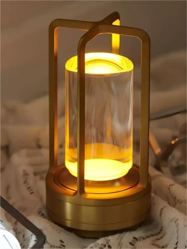 HJA27 | Camping LED stalinė lempa su įmontuota 2000mAh baterija ir jutikliniu skydeliu | 3 apšvietimo spalvos, pritemdomas | Auksas