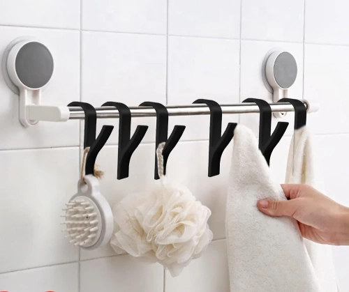 PG-Y03-NOIR | Crochet de salle de bain pour serviette | Poignée montée sur radiateur, radiateur | Ensemble de crochets