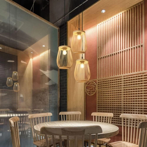 Ručne vyrábaná závesná bambusová lampa | BOHO | Čínsky luster