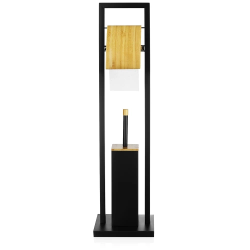 GY-TB018-NOIR | Ensemble de salle de bain 2 en 1 | Brosse WC avec porte-papier toilette | Support à papier