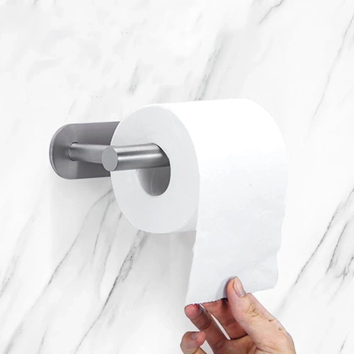 JZU-304-ZILVER | Zilveren papierhouder | Zelfklevende toiletpapierhanger