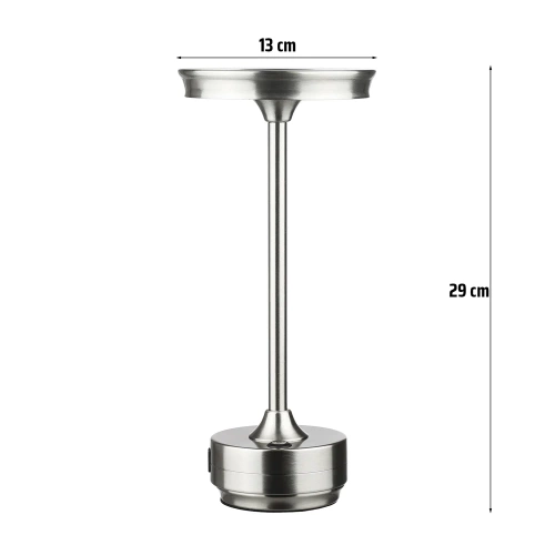 HJA30-ZILVER | Tafellamp met ingebouwde batterij | Nachtlamp met drie kleuren licht | Sfeerlamp voor hotel of restaurant