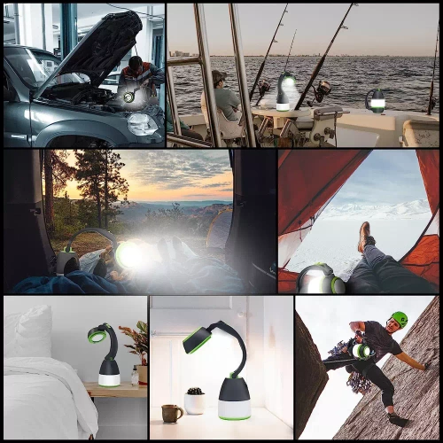 HWL-005 | Lampă de camping LED multifuncțională, lanternă turistică cu funcție de conductă | 3 moduri de iluminare, 1500mAh