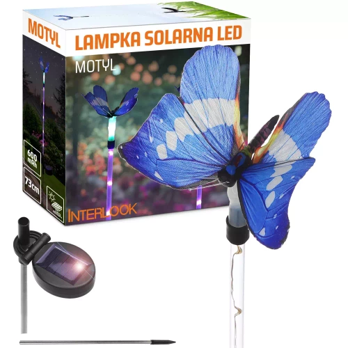 FLD-42-BLUE | Butterfly LED zahradní solární lampa | 73 cm, 600 mAh