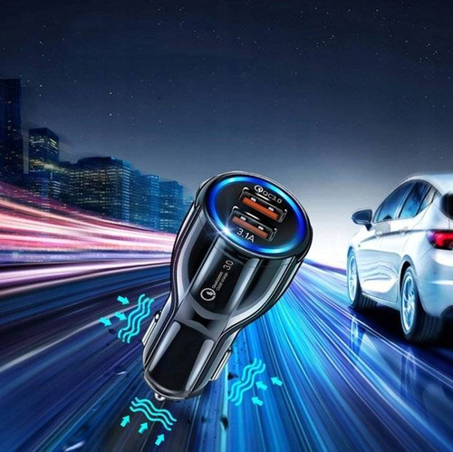 CA-002 | Cargador rápido para coche de 3,1 A con 2 puertos USB | Carga rápida 3.0