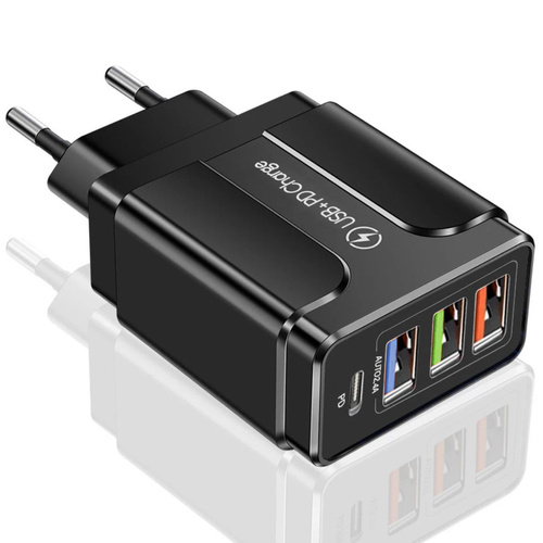 CA-060 | Vægoplader med 3 USB-porte og PD-port (USB-C)