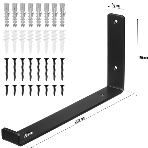 JZ-U286-NERO | Set di 4 reggimensola | Angolo mensola 30 cm |