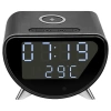 LED-Wecker mit Qi-Ladefunktion 15 W, Thermometer und 3 Alarmzeiten | USB-Uhr für das Schlafzimmer | SZ07-15W-BR