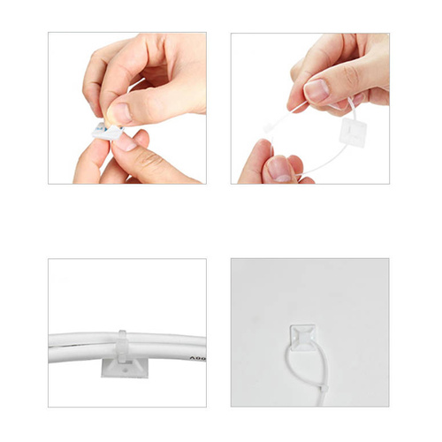 KZ-D06-40MM | Juego de 10 organizadores de cables y alambres | Cables y base con cinta de espuma 3M | Blanco