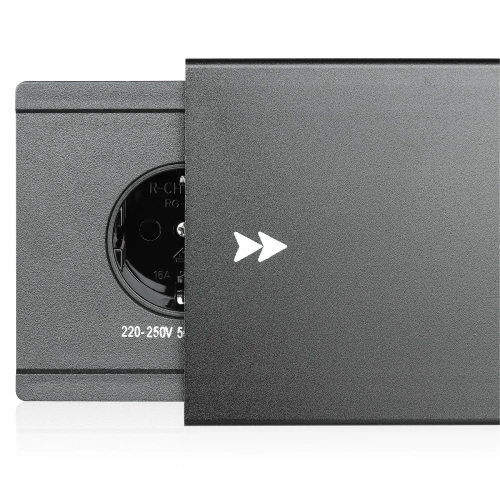 Indbygget bordstik med skydelåg | dobbelt stikkontakt med USB PD oplader | sort | JX-S328-BLACK