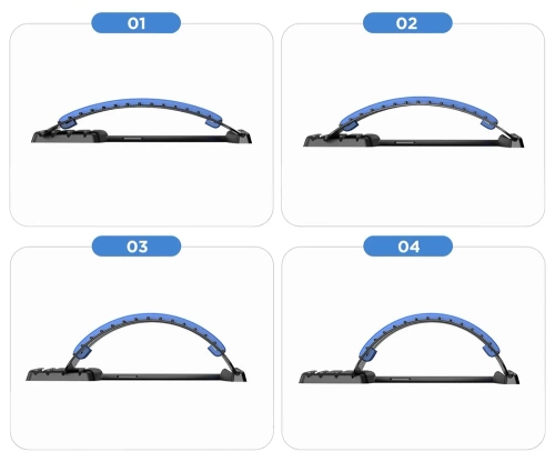 SLD-018-BLAUW | Rugmassageapparaat met 4 standen | Compacte brancard met een zacht gedeelte onder de wervelkolom