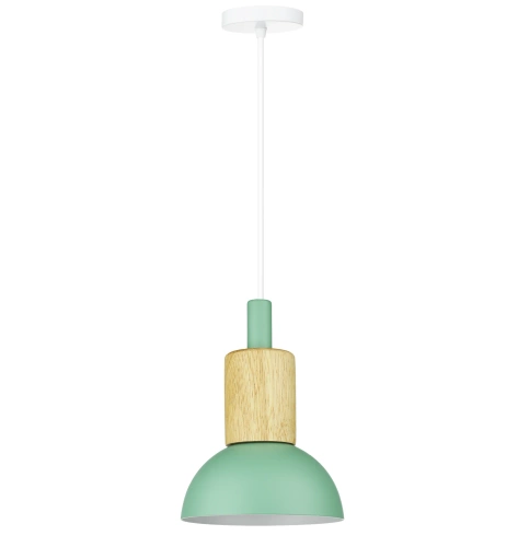 Suspension avec abat-jour vert et bois | style scandinave minimaliste avec douille E27 | vert | YG-XD002A-G