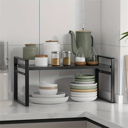 MSK-L40CM-B | Mensola da bagno per cosmetici | Supporto da cucina in metallo | Portaspezie | Scaffale autoportante