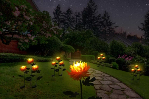 FLD-26-YELLOW | Garden solar lamp LED Chrysanthemum | 72cm, 600mAh