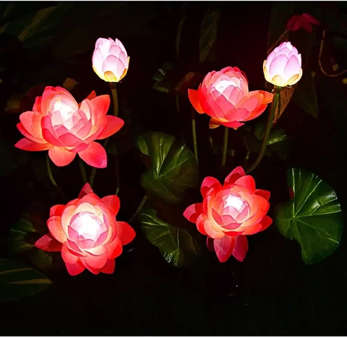 FLD-25-ROSA | Lampada solare da giardino a LED Lotus, Water Lily | 72 cm, 600 mAh