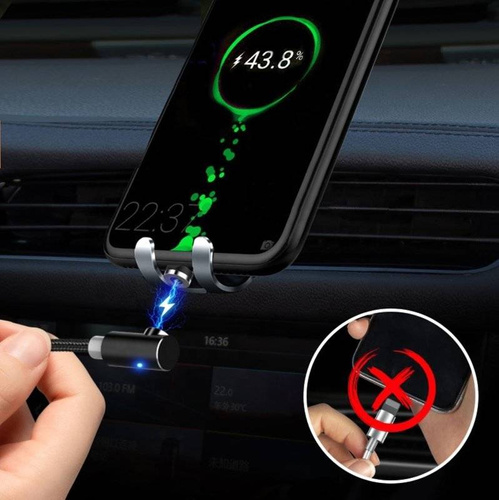 AM51 | 3v1 1M | Úhlový magnetický kabel | 3 tipy – Micro, Type-C a Lightning | Rychlé nabíjení 3.0