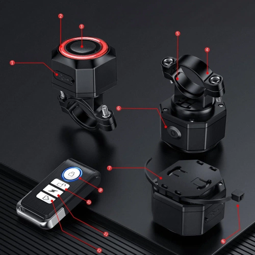 LED-Fahrradrücklicht mit Alarmfunktion | 4-in-1 Fahrrad-Alarm, Bremslicht, Hupe 110 dB | BBL-A6