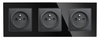 F60-SC80-3 | Toma triple con toma de tierra F60 con marco | Vidrio templado negro | 230V