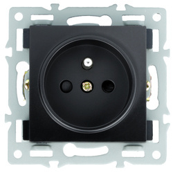 SOC80 | Black F60 socket - frame insert | single with earthing | Black | 230V