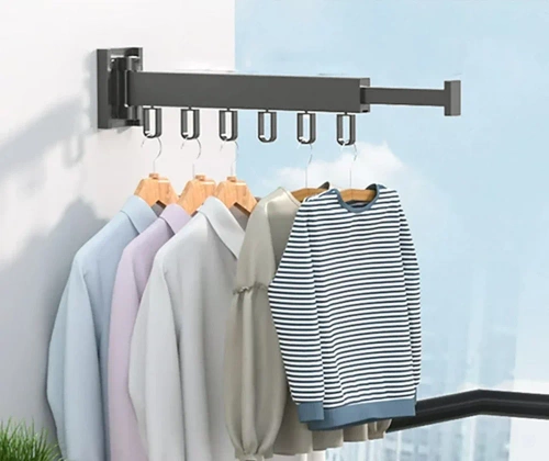 LYJ-S30-GRIS | Cintre pliable | Séchoir pliable | Rail mural avec crochets