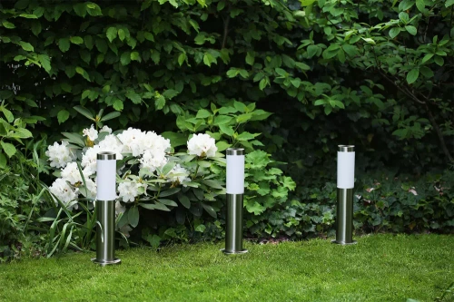 LLR-45CM | Staande tuinlamp, ronde paal voor een E27 lamp | Voeding 230V, RVS | RVS, 45cm