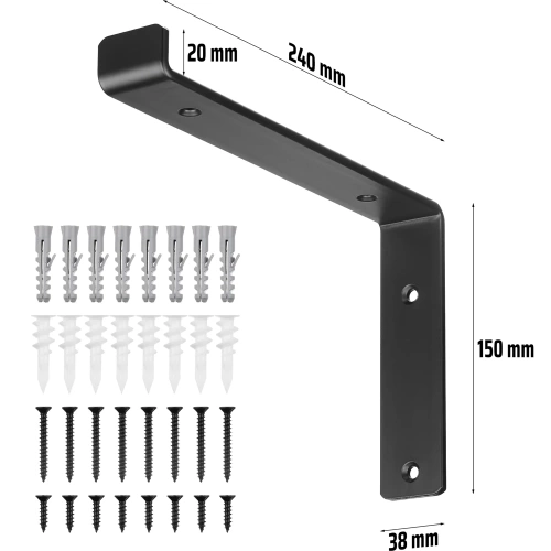 JZ-J230-ZWART | 4 plankdragers | Hoekbeugel voor plank | Plankhouder