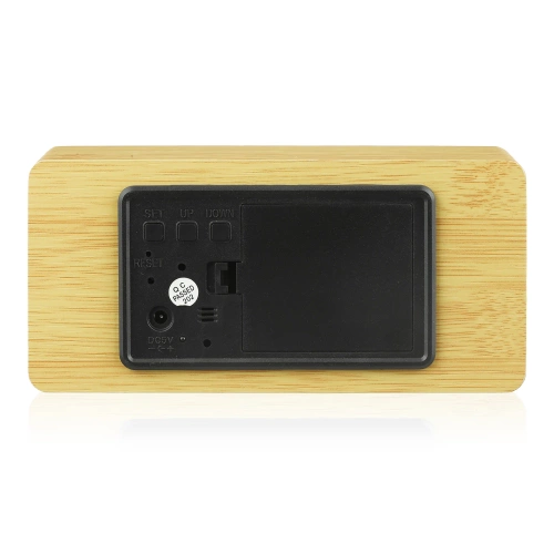 Wooden digital LED clock with thermometer | alarm clock with 3 alarms | SXM-016