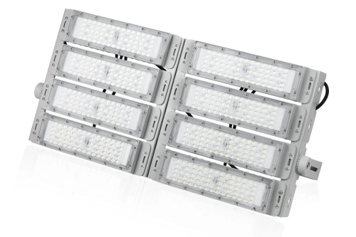 LED-Flutlichtstrahler | 400 W | Aluminiumgehäuse, verstellbare Halterung, geeignet für Sporthallen, Fabriken, Wohnbereiche | silber | TMN-400W-SILVER