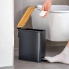 GY-TC5L | Coș de gunoi de baie | dreptunghiular, capac din bambus, pedala | 5 litri, negru