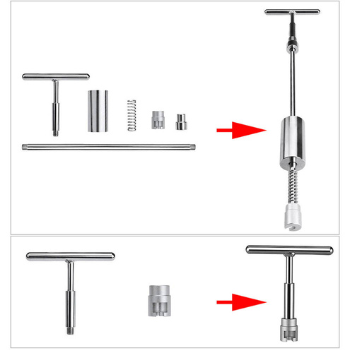 Y-108 | Kit di riparazione per la rimozione di ammaccature sulla carrozzeria | Martello ad inerzia con 18 teste a fungo di diverso diametro