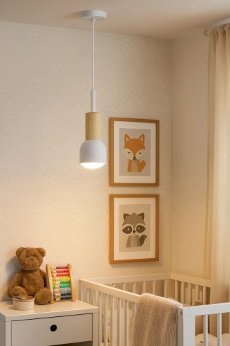 Pendellampe med træelement | minimalistisk skandinavisk loftslampe med E27 fatning til stue, soveværelse | hvid | YG-XD002C-W